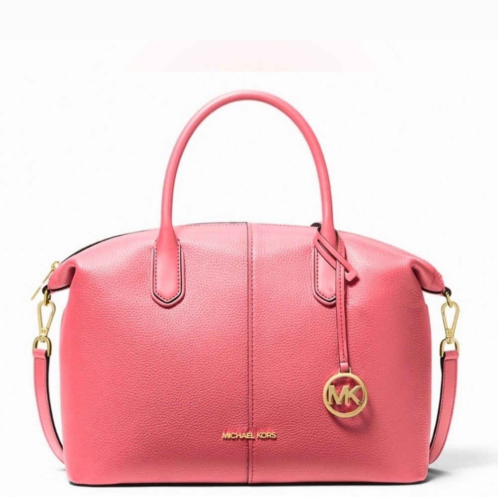 NWT/gift box Michael Kors Hyde Small Pebbled Leather Satchel Light Berry Sorbet